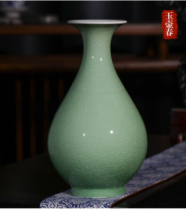 Jingdezhen ceramics craft creative crack glaze antique vases, flower arranging new Chinese style porch sitting room adornment is placed