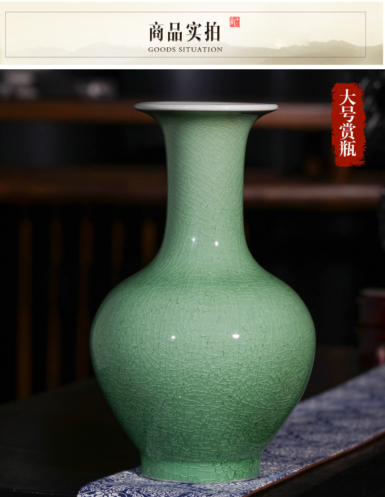 Jingdezhen ceramics craft creative crack glaze antique vases, flower arranging new Chinese style porch sitting room adornment is placed