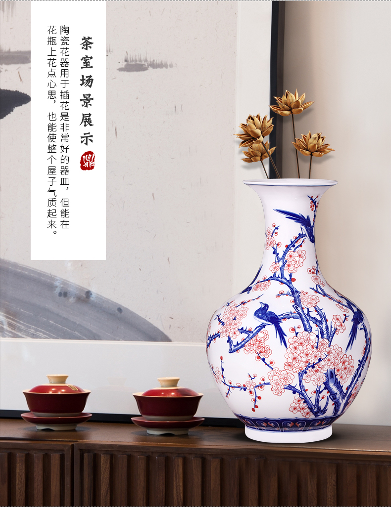 Beaming blue and white porcelain of jingdezhen ceramics hand - made vases, flower arranging new Chinese style household adornment furnishing articles sitting room
