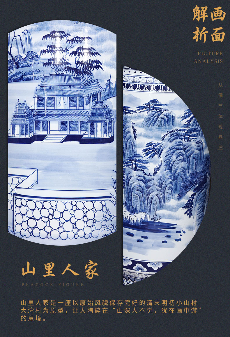 Jingdezhen ceramics hand - made antique landscape of large blue and white porcelain vase decoration to the hotel lobby lounge furnishing articles