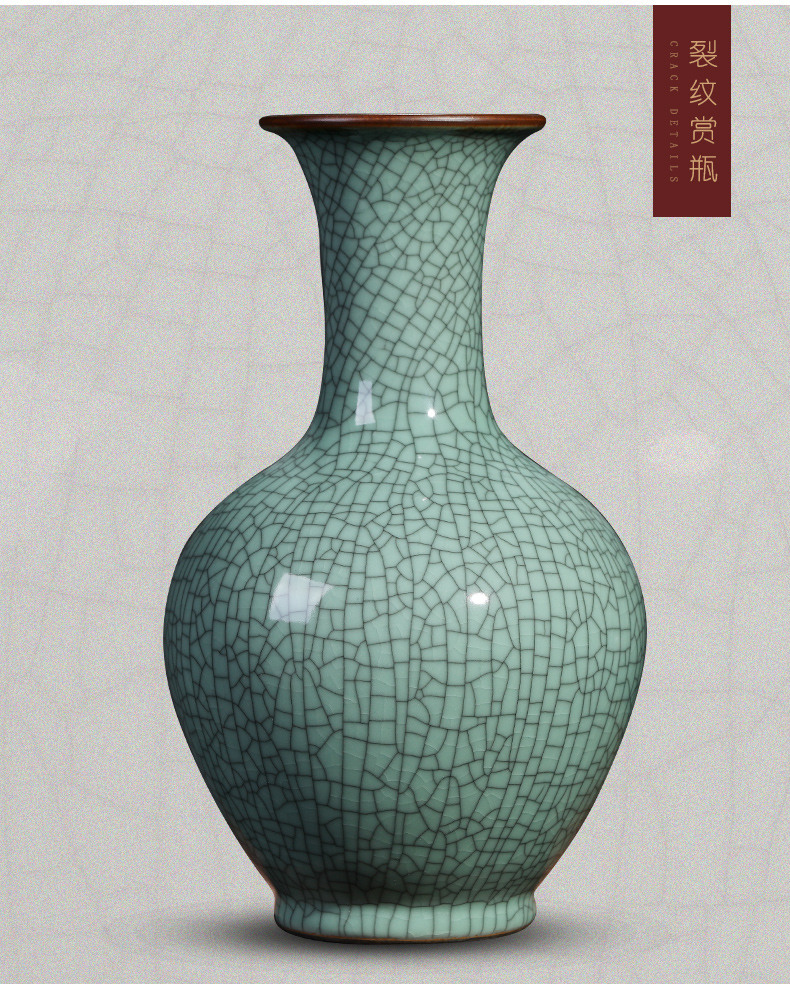 Jingdezhen ceramics vase guanyao Chinese style household furnishing articles flower arranging archaize sitting room TV cabinet decorative arts and crafts