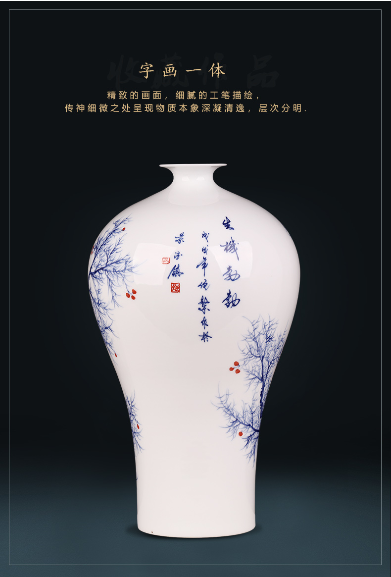 Jingdezhen ceramics famous hand - made thin foetus vases, flower arrangement of Chinese style household adornment handicraft furnishing articles sitting room