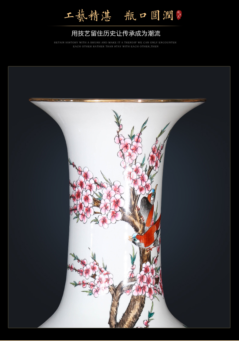 Hand - made jingdezhen ceramics powder enamel vase peony landing big new Chinese style living room TV ark adornment furnishing articles