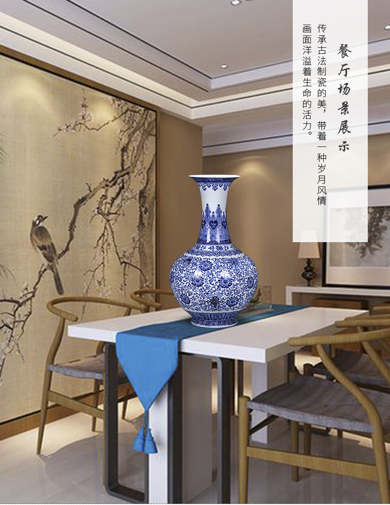 Jingdezhen ceramics imitation qianlong hand - made archaize blue and white porcelain vases, flower arranging new Chinese style living room decorations furnishing articles