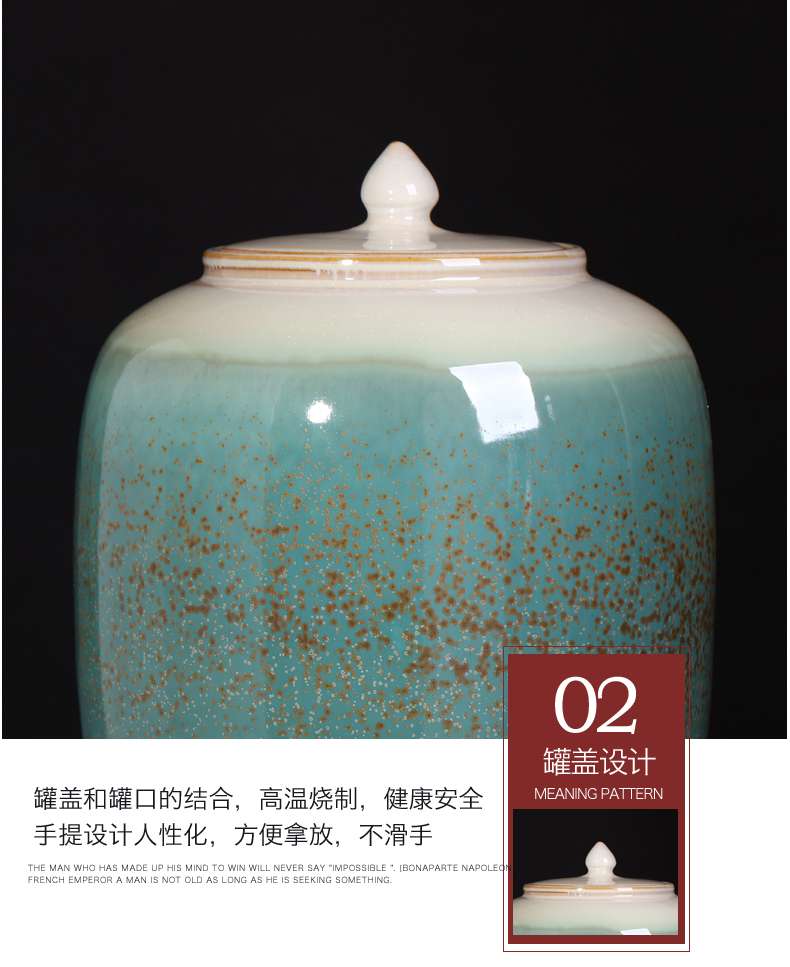 Jingdezhen ceramic barrel 20 jins 40 kg pack ricer box home with cover seal insect - resistant moistureproof caddy fixings storage tank