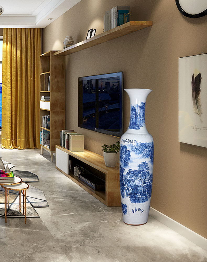 Jingdezhen ceramic hand - made large blue and white porcelain vase furnishing articles sitting room of Chinese style adornment hotel opening gifts