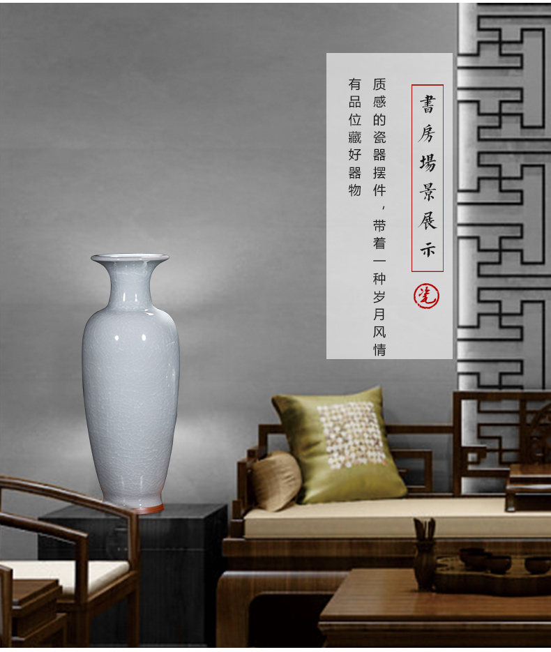 Jingdezhen ceramics archaize crack jun porcelain glaze white borneol vase household adornment of I sitting room is placed