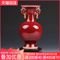 Jingdezhen Ceramics Antique Jun Porcelain Lang Red Vase Living Room Chinese Bogu Stand TV Cabinet Ornaments