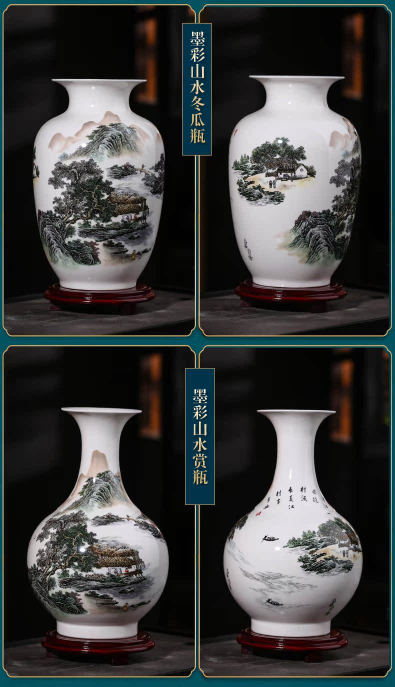 Jingdezhen ceramics landscape painting the blue and white porcelain vase furnishing articles sitting room TV ark, antique flower arranging household act the role ofing is tasted