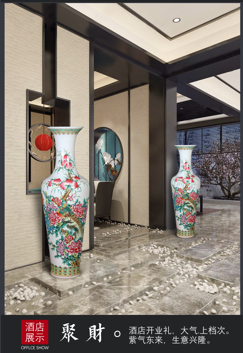 Jingdezhen ceramics hand - made landing big vase Chinese TV ark, home decoration furnishing articles to heavy large living room