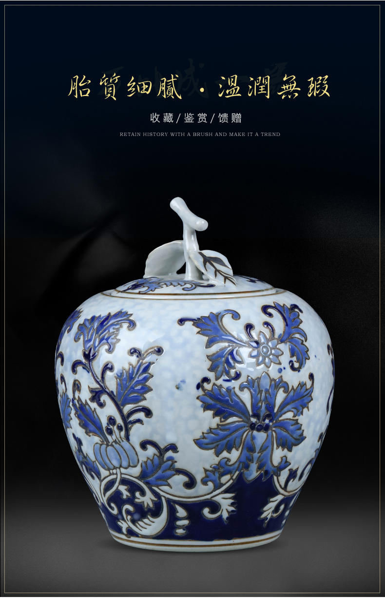 New Chinese style ceramic furnishing articles storage jar with cover of jingdezhen porcelain sitting room wine rich ancient frame decorative arts and crafts