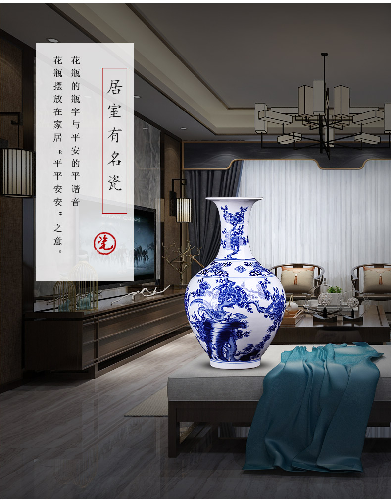 Jingdezhen ceramics hand - made archaize sitting room place, blue and white porcelain vase flower arranging Chinese style household decorative arts and crafts