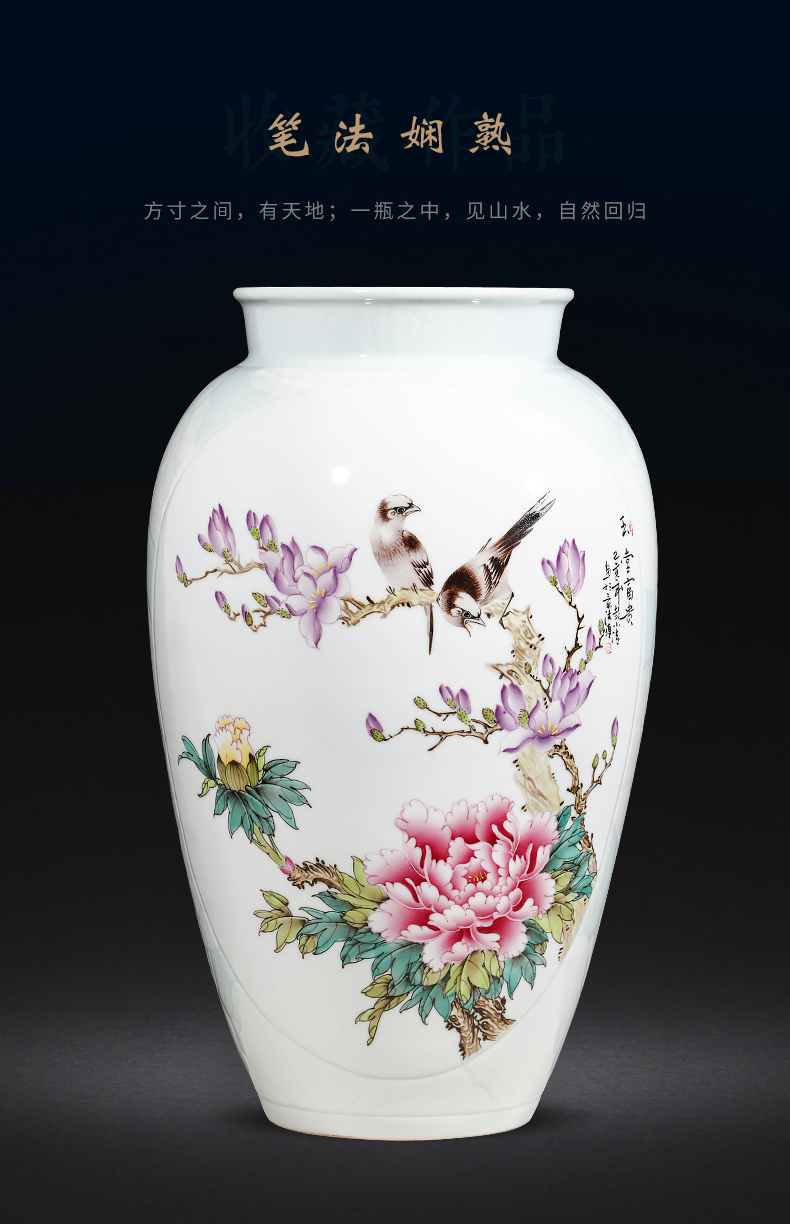 Jingdezhen ceramics famous hand - made enamel vase furnishing articles sitting room flower arranging Chinese style household decoration gifts