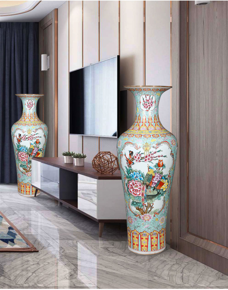 Antique hand - made jingdezhen ceramics powder enamel vase of large sitting room porch TV ark adornment furnishing articles