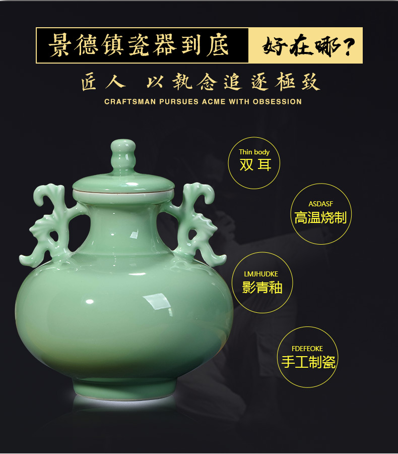 Jingdezhen ceramics imitation yongzheng ears live storage tank Chinese style restoring ancient ways is rich ancient frame sitting room adornment is placed