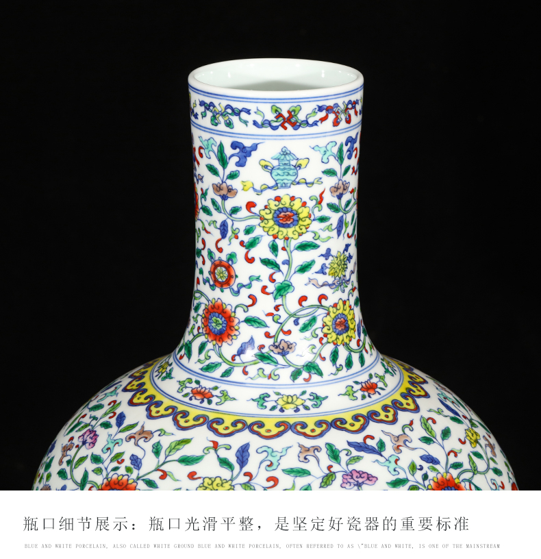 Jingdezhen ceramics imitation yongzheng hand - made color bucket large vases, flower arranging new Chinese style living room home furnishing articles