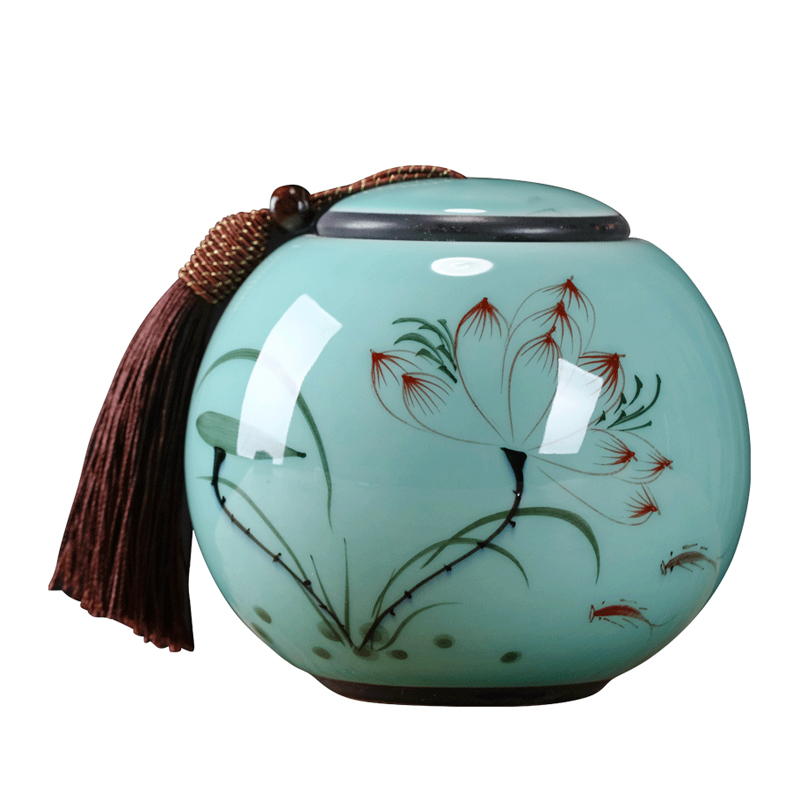 Jingdezhen hand - made caddy fixings suit small storage tank pu 'er tea tea POTS awake ceramic seal storage tank