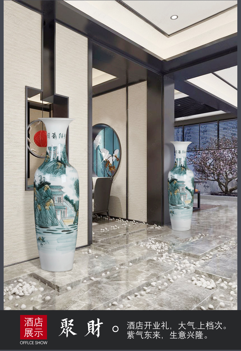 Jingdezhen ceramic hand - made of large Chinese blue and white porcelain vase hotel decoration office furnishing articles large living room
