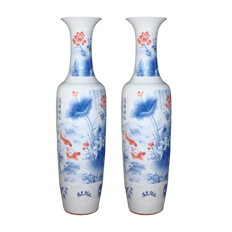 Jingdezhen blue and white porcelain hand - made ceramics of large vases, new Chinese style hotel furnishing articles to heavy large villa