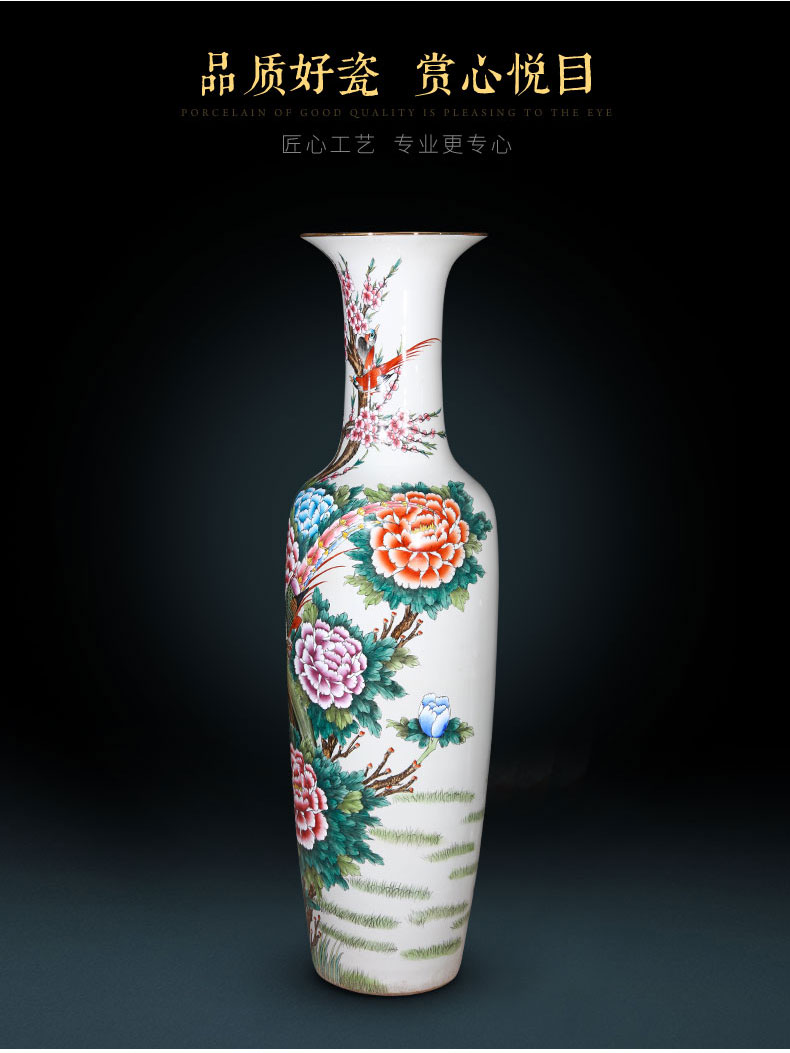 Jingdezhen ceramics hand - made pastel peony vase of large sitting room TV ark, the opened furnishing articles 1.2 meters high