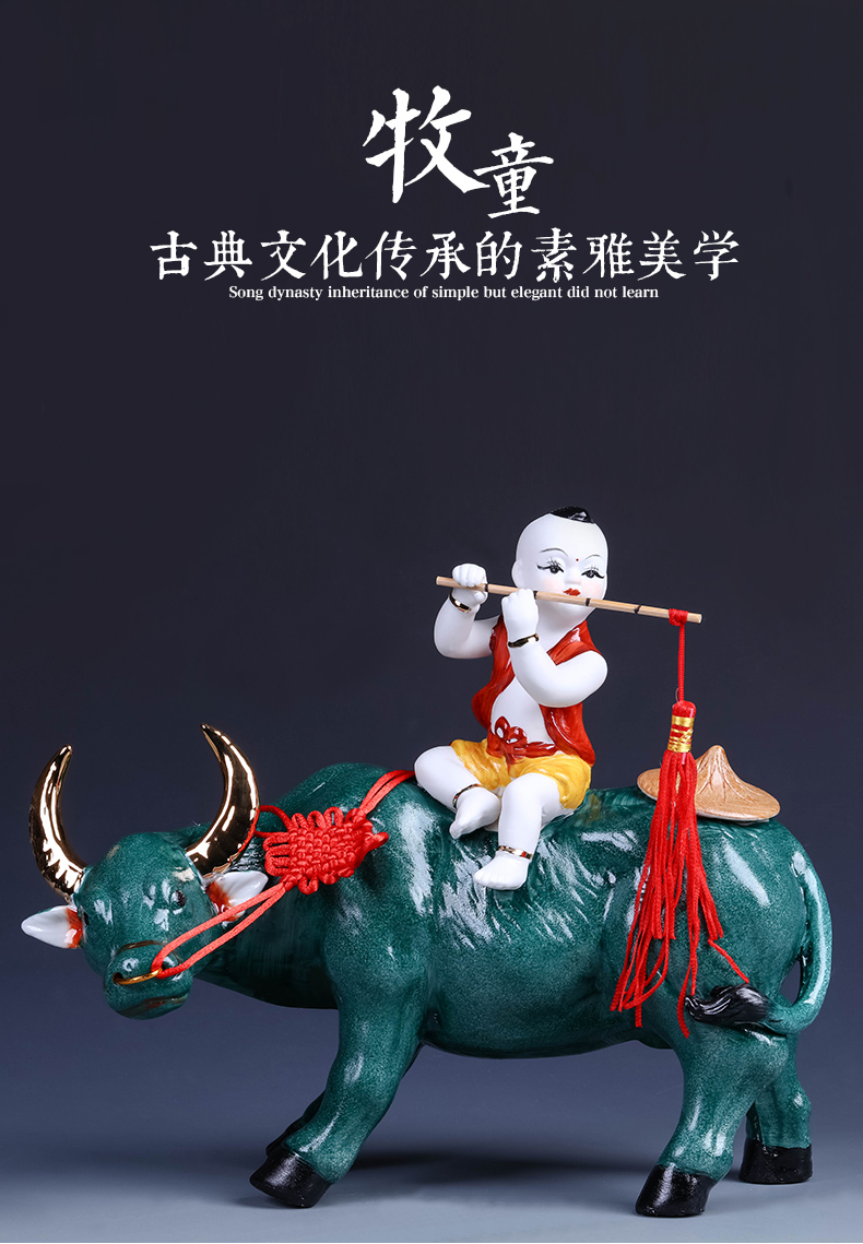 Jingdezhen ceramics cowboy ride to feng shui furnishing articles of modern Chinese style household wine TV ark, sitting room adornment