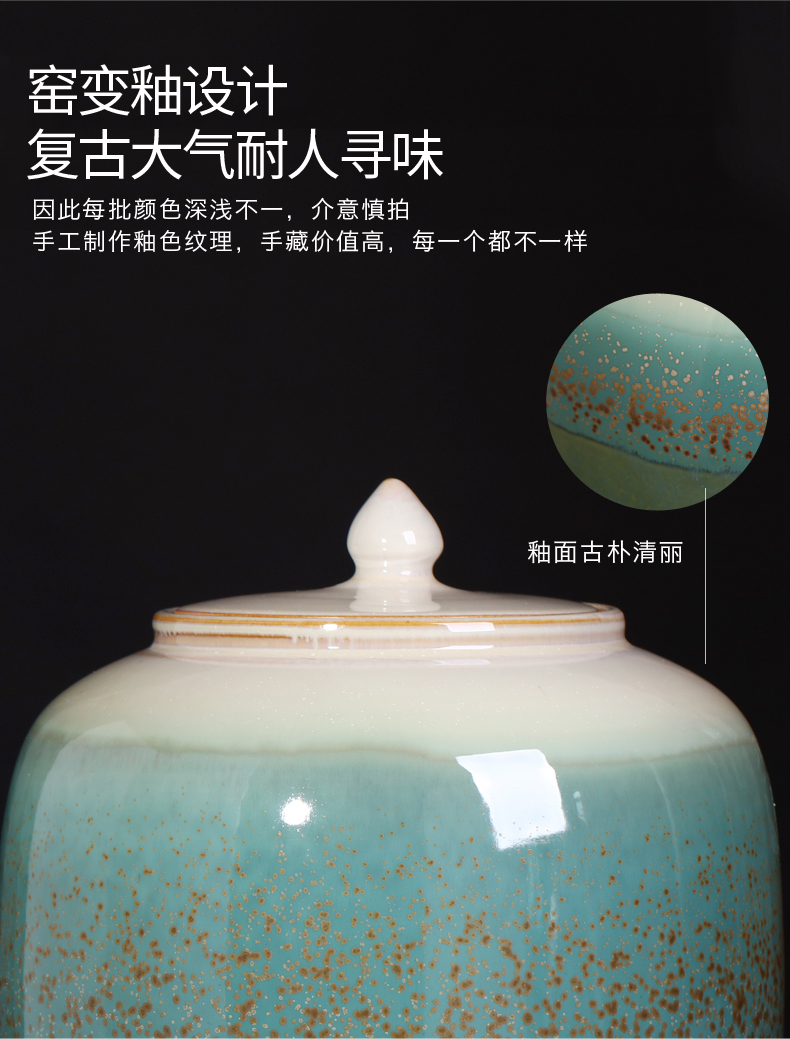 Jingdezhen ceramic barrel 20 jins 40 kg pack ricer box home with cover seal insect - resistant moistureproof caddy fixings storage tank