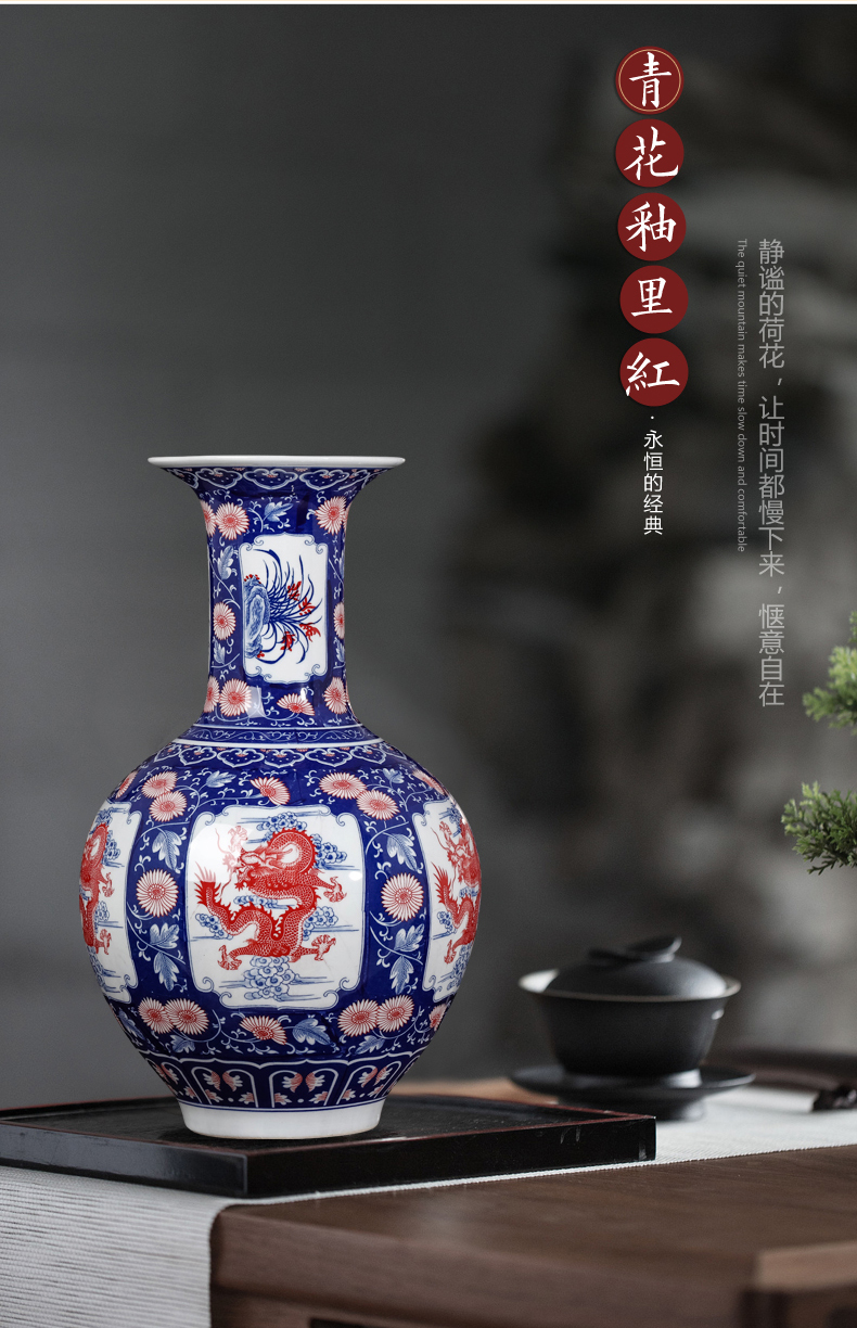 Jingdezhen ceramics imitation GuLongWen Chinese blue and white porcelain vases, flower arrangement sitting room porch home furnishing articles