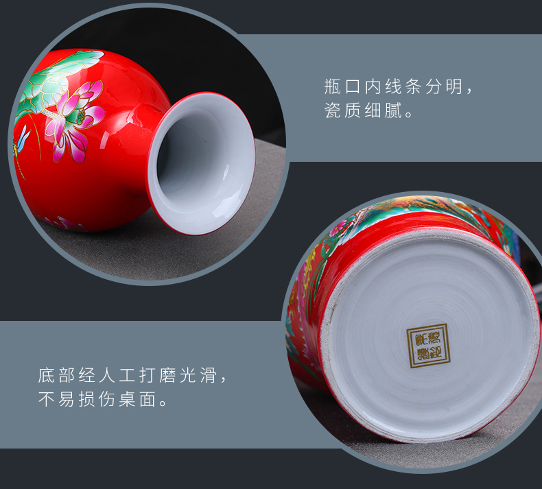 Jingdezhen ceramics China red every year for wining a three - piece vases, hang dish sitting room home furnishing articles