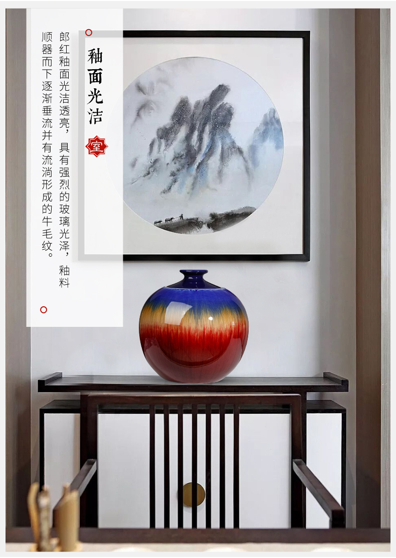 Furnishing articles of jingdezhen ceramics up with ruby red storage tank porcelain jar with cover large tea meters oil jar ornaments