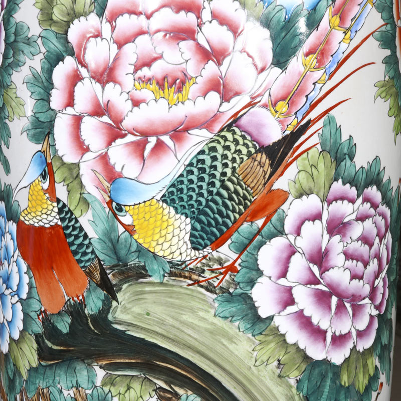 Jingdezhen ceramics hand - made pastel peony vase of large sitting room TV ark, the opened furnishing articles 1.2 meters high