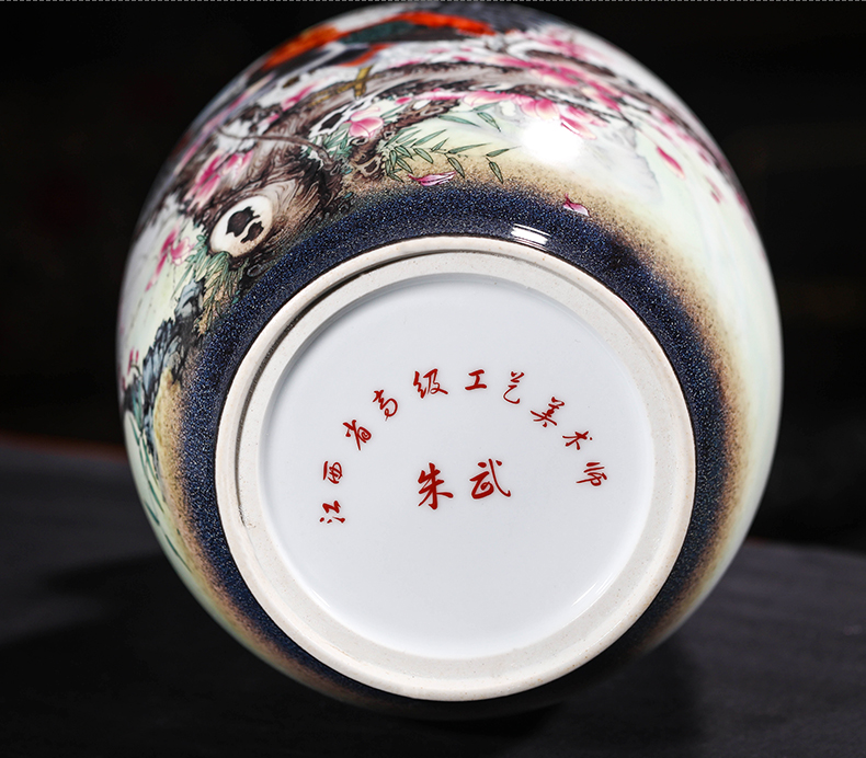 Creative jingdezhen ceramics up Zhu Wu the knorr worry - free work vase furnishing articles to send the led business