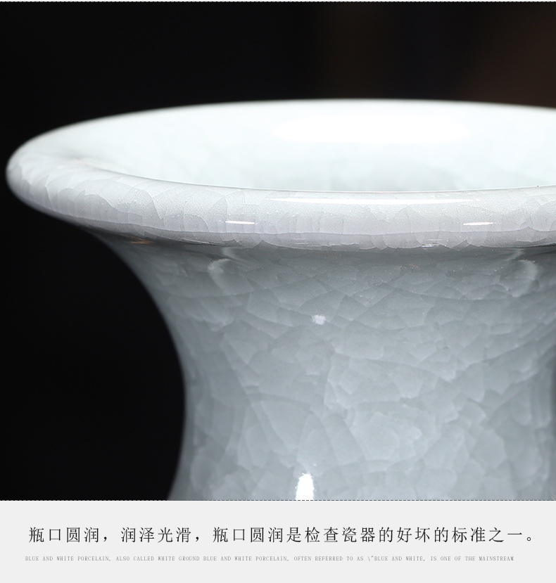 Jingdezhen ceramics archaize crack jun porcelain glaze white borneol vase household adornment of I sitting room is placed