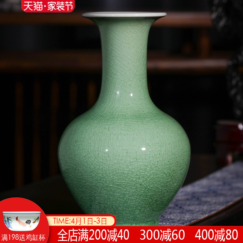 Jingdezhen ceramics craft creative crack glaze antique vases, flower arranging new Chinese style porch sitting room adornment is placed