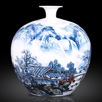 Jingdezhen ceramic master hand-painted landscape vase flower arrangement new Chinese living room porch decorations