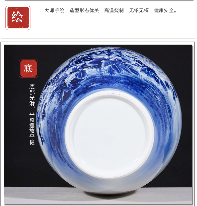 Jingdezhen ceramics hand - made archaize Angle of furnishing articles of Chinese style living room what large blue and white porcelain vase office decoration