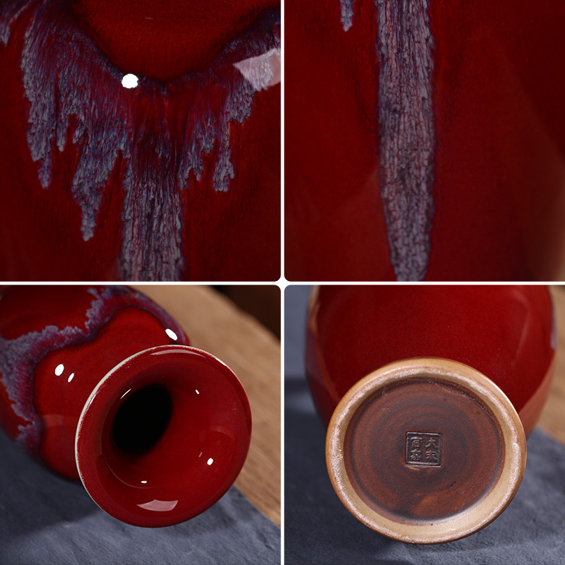 Jingdezhen ceramics vase furnishing articles flower arranging archaize jun porcelain Chinese style living room wine rich ancient frame home decoration