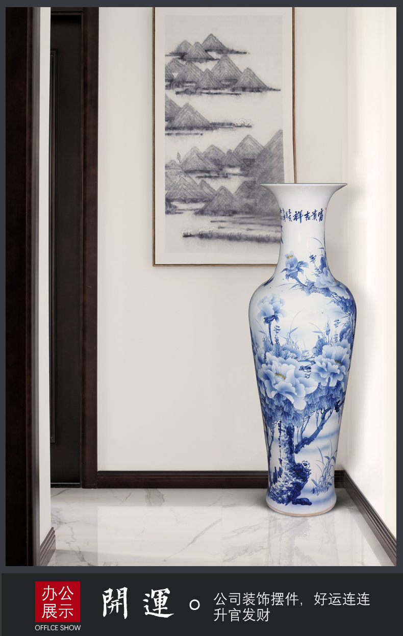 Jingdezhen ceramic hand - made archaize of large blue and white porcelain vase Chinese style adornment furnishing articles to heavy large living room