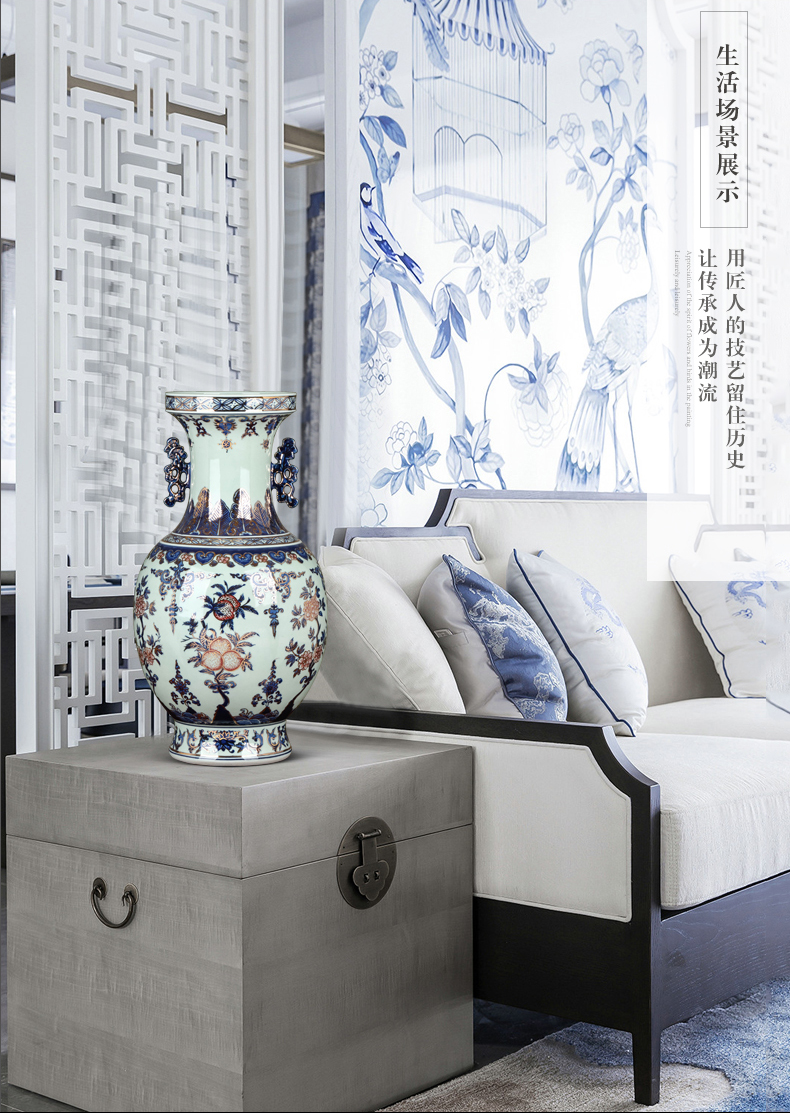 Jingdezhen ceramics famous hand - made paint antique Chinese blue and white porcelain vase sitting room home furnishing articles