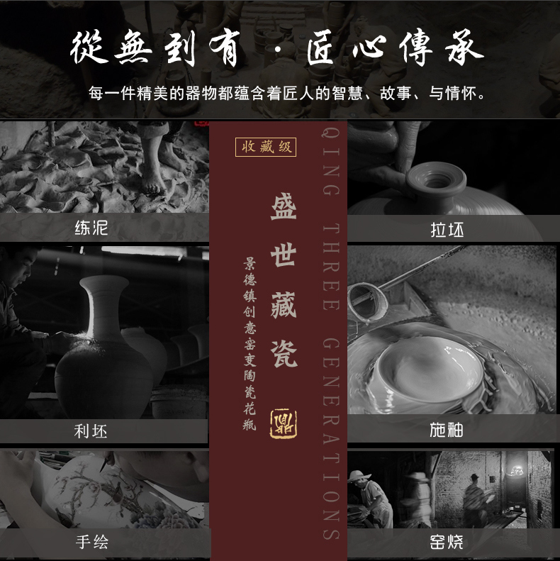 Jingdezhen ceramics vase furnishing articles imitation yongzheng hand - made color bucket mei bottles of Chinese style household adornment archaize sitting room