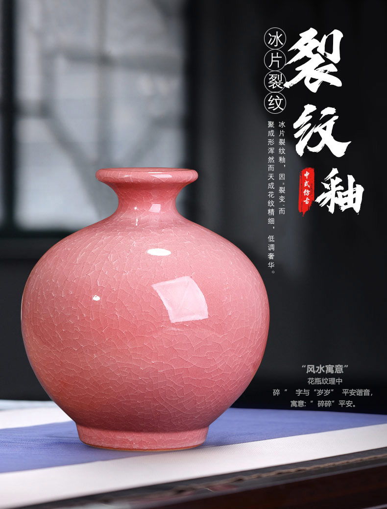 Jingdezhen ceramics vase furnishing articles guanyao archaize sitting room flower arranging new Chinese style household adornment TV ark