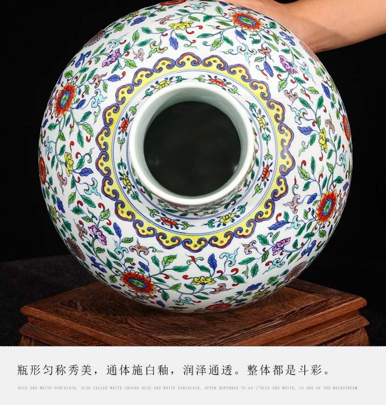 Jingdezhen ceramics imitation yongzheng hand - made color bucket large vases, flower arranging new Chinese style living room home furnishing articles