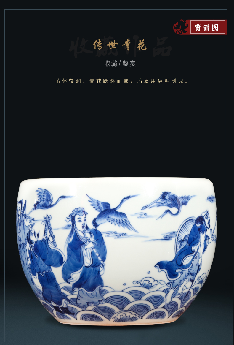 Jingdezhen ceramics hand - made antique blue - and - white sea writing brush washer from small cylinder sitting room home furnishing articles