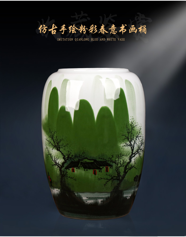 Jingdezhen ceramics hand - made antique Chinese vase the receive the sitting room is the study of calligraphy and painting scroll of painting and calligraphy barrel cylinder furnishing articles