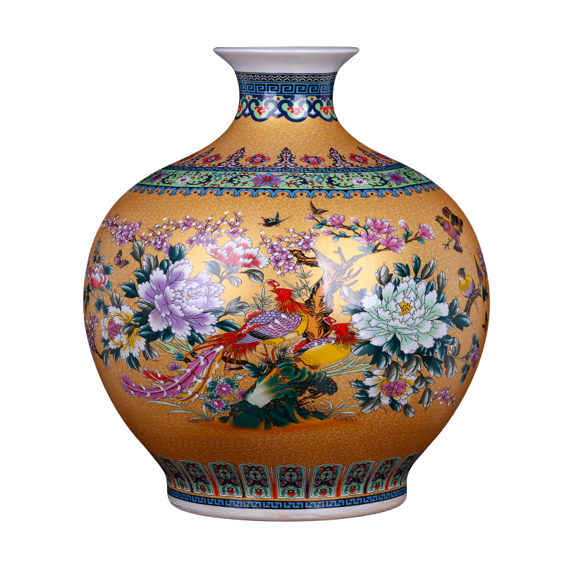 Jingdezhen ceramics pomegranate bottles of archaize colored enamel vase furnishing articles flower arranging large home decoration in the living room