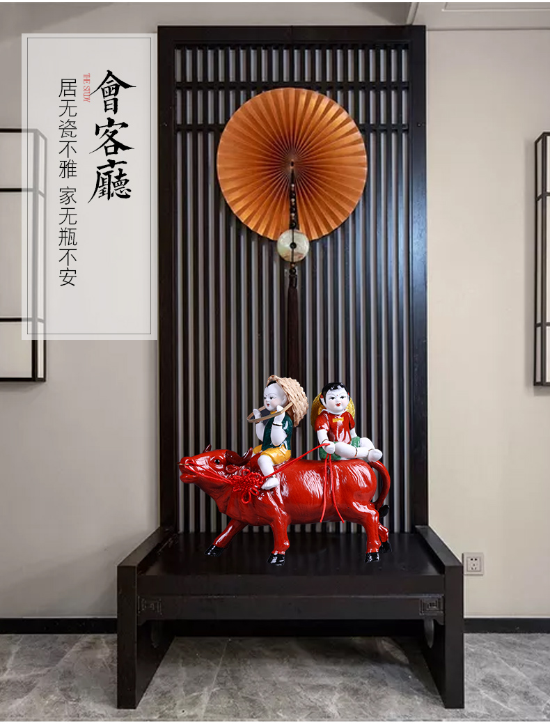 Jingdezhen ceramics cowboy ride to feng shui furnishing articles of modern Chinese style household wine TV ark, sitting room adornment