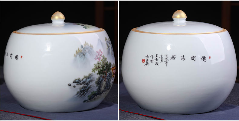Jingdezhen ceramic tea pot large seal pot puer tea cylinder storage pot pie POTS decoration furnishing articles of household