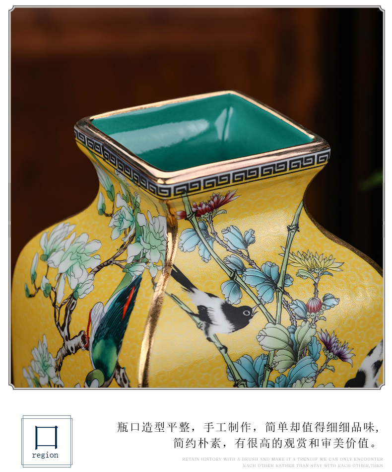 Archaize of jingdezhen ceramics colored enamel vase flower arranging furnishing articles of Chinese style classical home sitting room porch decoration