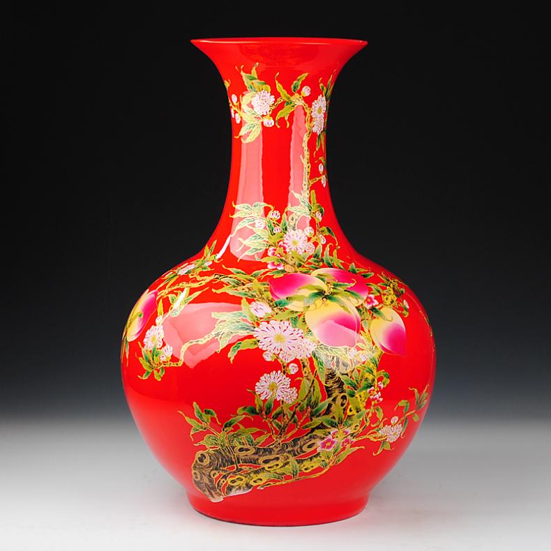 Jingdezhen ceramics China red live figure of large vases, I and fashionable sitting room home decoration furnishing articles