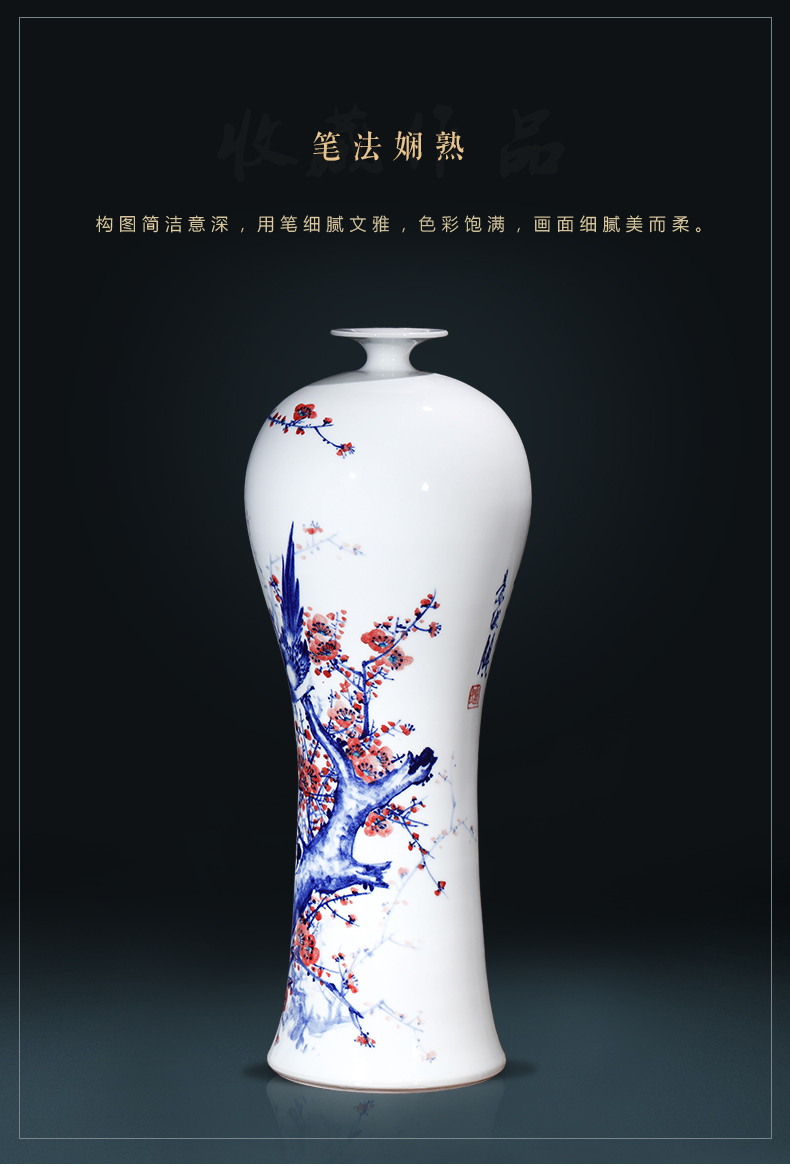 Jingdezhen ceramics beaming antique hand - made of blue and white porcelain vases, flower arrangement of new Chinese style furnishing articles large living room