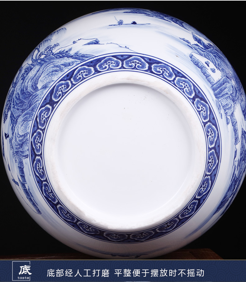 Jingdezhen ceramics famous master hand antique blue and white porcelain vases, large sitting room adornment is placed